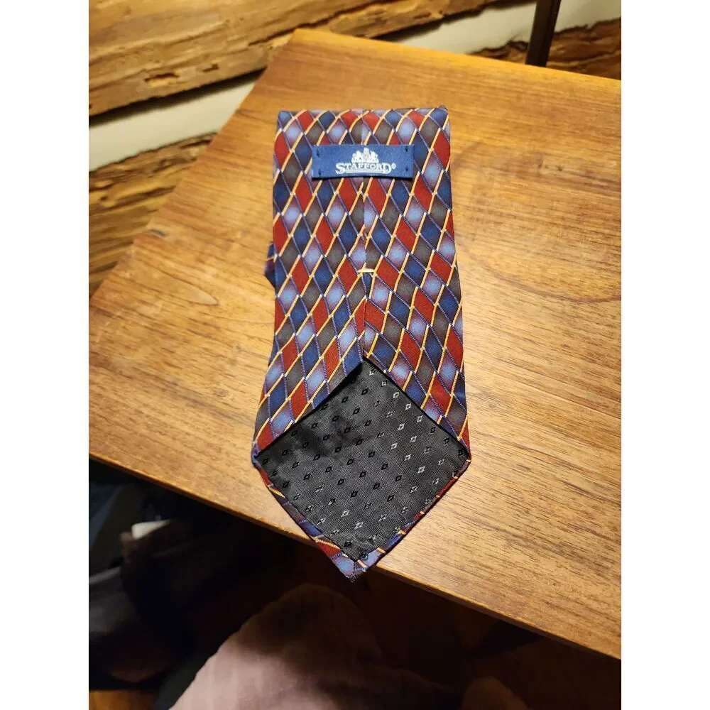 Stafford Multicolor Argyle Pattern Diamond‎ Necktie (Set of Two) 100% Silk